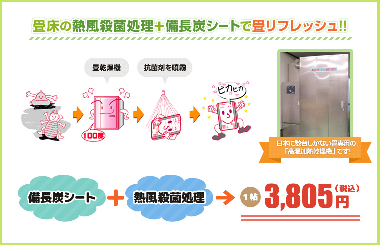 畳床の熱風殺菌処理+備長炭シートで畳リフレッシュ!!